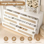 Rattan-Kommode für Schlafzimmer mit 6 Schubladen, 47" moderne Farmhouse breite Kommode, Holz-Aufbewahrungsschrank-Organizer für Kleiderschrank, Wohnzimmer, Flur