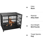 BOSSIN 48/38 Zoll Schwerlast-Hundebox, unverwüstlich, ausbruchsicher, mit feststellbaren Rollen