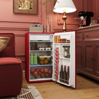 HOMCOM 90L Mini-Kühlschrank mit Gefrierfach, Kompakter Kühlschrank mit einer Tür und einstellbarem Thermostat für Schlafzimmer