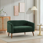 Zweisitzer-Sofa, bezogen mit Cordstoff, mit Walnussholzbeinen