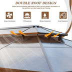 EROMMY Hardtop-Pavillon, Outdoor-Pergola mit Doppeldach & Netzen & Vorhängen, Hochleistungs-Canopy für Terrasse, Garten, Poolparty