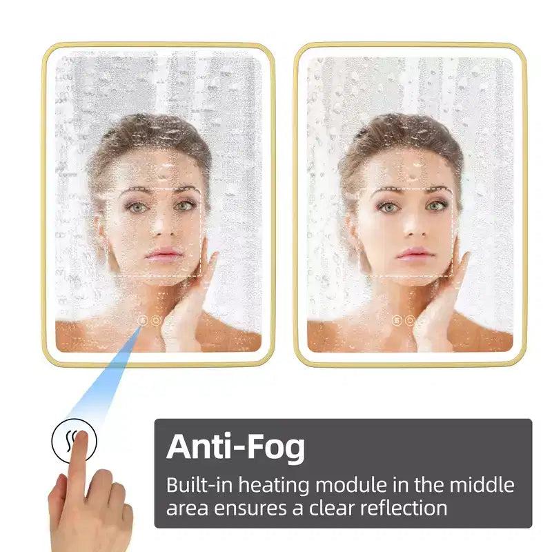 Schwarzer / Weißer / Goldener LED-Spiegelschrank, einzelne Tür, links- oder rechts angeschlagen, Einbau- oder Wandmontage