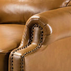 2er-Set Elisabete Modern Wingback Echtleder-Liegesessel mit Vintage-Nagelkopfleiste für Wohn- und Schlafzimmer | ART OF LIVING DESIGNS
