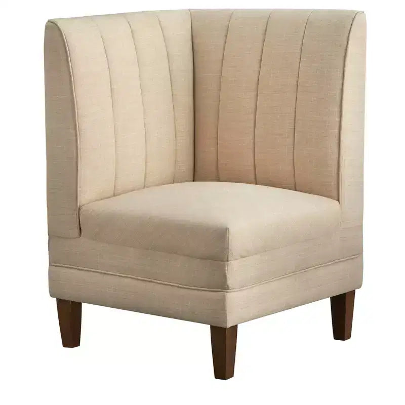Lifestorey 4-teiliges Essgruppe Kerrington Channel Back Banquette Nussbaum/Creme: Leinenoptik-Stoff, Säulentisch