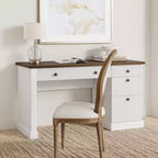 Geriffelter Home-Office-Schreibtisch mit Stauraum, 137 cm moderner Chefschreibtisch mit Ladestation, Computer-Schreibtisch aus Holz mit Aktenschubladen für das Arbeitszimmer