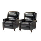 2er-Set Elisabete Modern Wingback Echtleder-Liegesessel mit Vintage-Nagelkopfleiste für Wohn- und Schlafzimmer | ART OF LIVING DESIGNS