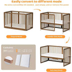 JOYMOR 8-in-1 umwandelbares Kinderbett, inklusive 2 Matratzen, umwandelbar in Stubenwagen, Mittelbett, großes Kinderbett, Tagesbett, Kleinkindbett und Laufstall