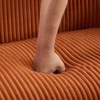 Zweisitzer-Sofa, bezogen mit Cordstoff, mit Walnussholzbeinen