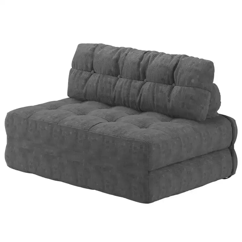 Klappbares Cord-Schlafsofa Futon, wandelbarer Bodenschlafsessel mit Kissen & Rückenlehne