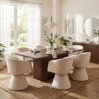 Christopher Knight Home Yodsak Modernes 7-teiliges Esszimmer-Set aus Holz und Metall mit 180°-Drehstühlen