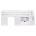 94.6L x 42.3B Massivholz-Hochbett in Twin-Größe mit Treppe, Schublade und Regal, modernes und klares Design