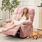 Übergroßer Relaxsessel für Erwachsene, Manueller Dreh-Schaukelsofa, Seitentaschen & Getränkehalter für Große und Schwergewichtige, Wohnzimmer