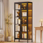 Bekrvio 67H Vitrine mit 3-seitigem Glas und LED-Beleuchtung, 5-Lagen-Aufbewahrung mit Doppeltüren und Metallrahmen für Sammlerstücke, ideal für kleine Räume