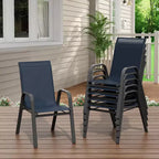 Terrassenstühle, stapelbare Outdoor-Esszimmerstühle, 4er-/6er-Set, wetterfeste, leichte Textilene-Outdoor-Stühle mit Armlehnen für Garten und Pool