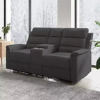 Beige/Graues 2-Sitzer Sofa mit Relaxfunktion aus Tech-Stoff, verstellbare Rückenlehne & Fußstütze