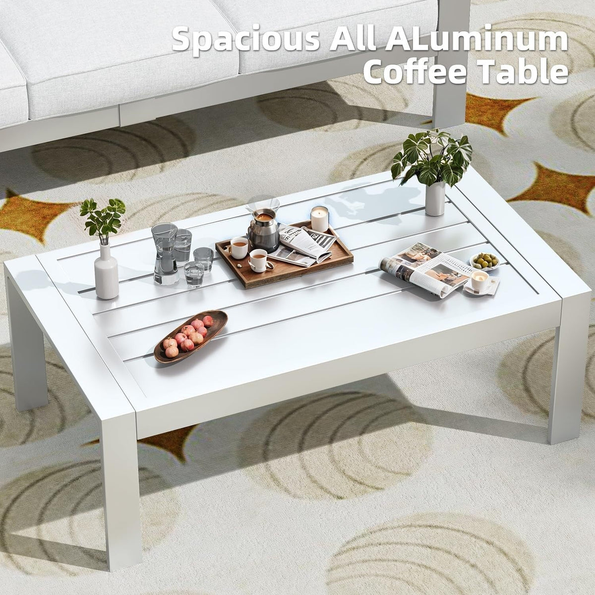 AECOJOY 7-teiliges Aluminium-Terrassenmöbel-Set Outdoor-Gesprächsgarnitur