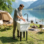 Tragbarer Spülbecken Waschtrog, Freistehendes Waschbecken mit Wasserhahn Seifenspender Schläuchen