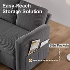 Dyonery 2-in-1 Schlafsofa ausziehbar mit Stauraum-Recamiere, Cord-Ecksofa mit USB-Anschlüssen für das Wohnzimmer