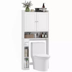 HOMCOM Überbau für die Toilette, moderner Badezimmer-Organizer mit 2 Türen, Toilettenpapierhalter, freistehendes Platzsparwunder