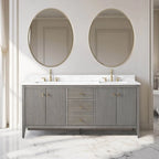 Vanity Art 72 Zoll Badezimmer-Waschtischunterschrank mit Doppelwaschbecken und Kunstmarmorplatte