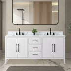 Vanity Art 72 Zoll Badezimmer-Waschtischunterschrank mit Doppelwaschbecken und Kunstmarmorplatte