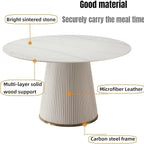 Runder Esstisch für 6 Personen (Ø 135 cm) mit gesinterter Steinplatte und Lazy Susan