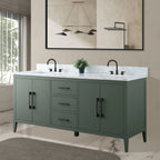 Vanity Art 72 Zoll Badezimmer-Waschtischunterschrank mit Doppelwaschbecken und Kunstmarmorplatte