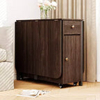 ATJafurn 59'' Klappbarer Esstisch mit Klappplatten für kleine Räume, rechteckiger, ausziehbarer Küchentisch aus Holz mit Rollen und Stauraum