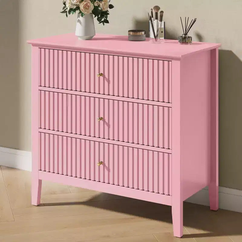 Heynemo Kommode mit 3 Schubladen, lackiert, 76 cm hoher Holz-Nachttisch mit Stauraum, breite moderne Kommode mit Kugelauszug