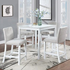 Modernes 5-teiliges Esszimmer-Set mit quadratischem Tresenhochtisch und 4 gepolsterten Stühlen