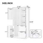 62 Zoll hoher Badezimmerschrank, freistehender Hochschrank mit Schublade & verstellbarem Regal, Vorratsschrank für Bad und Wohnzimmer