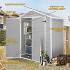 2 x 1,2 m/2 x 2,4 m/2,4 x 1,8 m/2,4 x 3 m Allwetter-Gartenhaus aus Harz mit Bodenplatte, Spire-Geräteschuppen