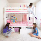 Massivholz-Etagenbett für Kinder (Twin über Twin) mit Schubladen unter dem Bett