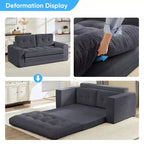 Mjkone 71" 2-in-1 Schlafsofa, umwandelbar, gerippter Stoff, klappbares Zweisitzer-Schlafsofa mit geknöpften Polstern, platzsparend