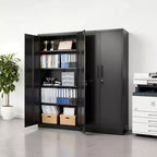VEVOR Metall-Aufbewahrungsschrank, 175 cm abschließbarer Stahlschrank mit 4 verstellbaren Einlegeböden, 2 Magnettüren, 2 Schlüsseln, 5 Ebenen Werkzeugaufbewahrung, Schwarz