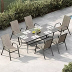 Terrassenstühle, stapelbare Outdoor-Esszimmerstühle, 4er-/6er-Set, wetterfeste, leichte Textilene-Outdoor-Stühle mit Armlehnen für Garten und Pool