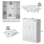 Kleiderschrank Hochschrank Schrank 59B Großer Freistehender Kleiderschrank Weiß