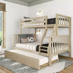 Max & Lily Etagenbett, Twin über Full, mit Ausziehbett, Massivholz Etagenbetten im skandinavischen Stil für Kinder