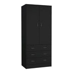 Moderner Doppeltür-Kleiderschrank (19) mit 3 Schubladen und 1 Kleiderstange für das Schlafzimmer