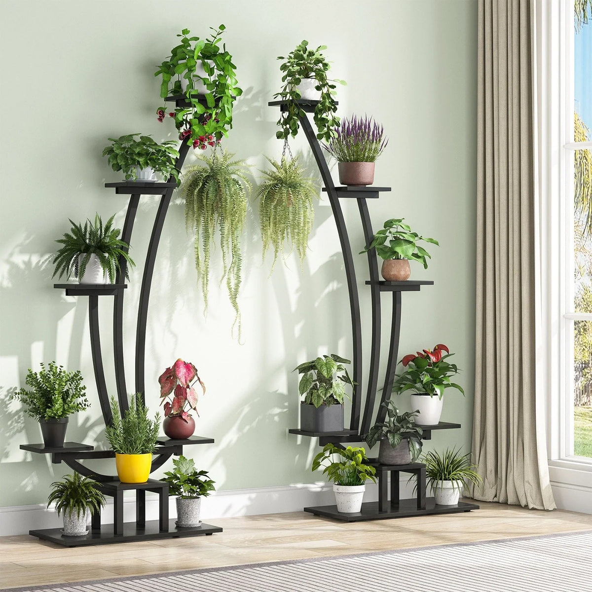 Pflanzenständer für den Innenbereich, 6-stöckiges Blumenregal für Haus und Garten – 2er-Set