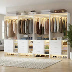 Besiost 4er-Set Kleiderschrank-Organizer mit Holzschubladen und Kleiderstangen