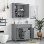 Moderner 36'' Badschrank mit Aufsatzwaschbecken und Spiegelschrank, 2 Türen und 2 Schubladen