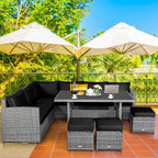 Costway 7-teiliges Terrassen-Essgruppe Rattan-Sofa Couch Ottomane – Details ansehen