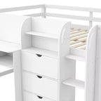 Niedriges Hochbett in Pink/Weiß mit Schreibtisch, Stauraum & Whiteboard – Einzelbett, 1 Person