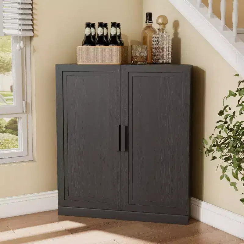 Dovelina Eckschrank mit verstellbaren Einlegeböden, Anrichte, Buffet, Weinschrank, Küchen- und Esszimmerschrank mit Holztüren – 31H x 31W, 36H x 31W