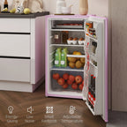 HOMCOM 90L Mini-Kühlschrank mit Gefrierfach, Kompakter Kühlschrank mit einer Tür und einstellbarem Thermostat für Schlafzimmer