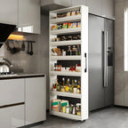 Modernes Holz-Buffet mit offenen Regalen und Rollen