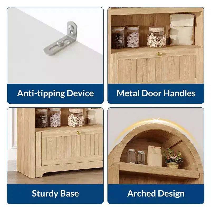 72" geschwungenes Bücherregal mit Aufbewahrungsschublade, modernes 6-stöckiges Holzregal mit offenen Fächern und unterer Schublade, gebogene Schranktür