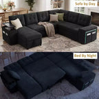 Dyonery 112 Modulares Schlafsofa mit Ausziehfunktion, U-förmiges Schnittsofa mit Stauraum, extra breite und tiefe Sitzflächen für das Wohnzimmer