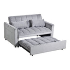 Modernes Schlafsofa zum Ausziehen, 3-in-1 Schlafsofa mit verstellbarer Rückenlehne, Samt-Zweisitzer, Kissen & Seitentaschen